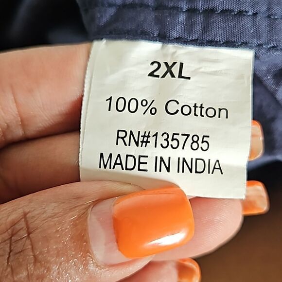 Tailored Recreation Men's Button Down Long Sleeves Cotton Shirt Navy Blue 2XL - Picture 8 of 16